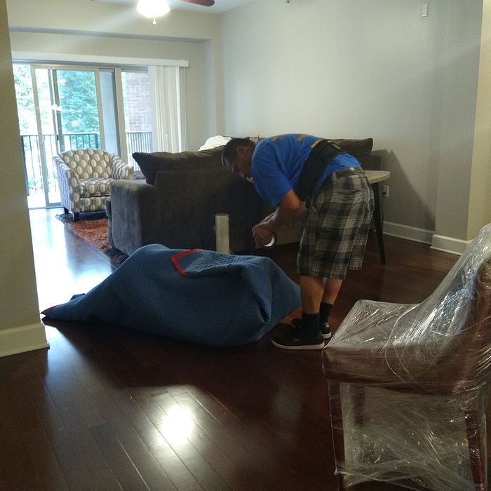 Movers securing a load for a long distance move from Georgia