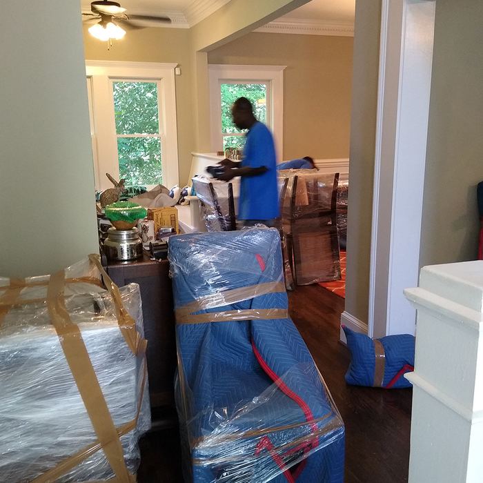 Wrapped furniture protected and ready to load